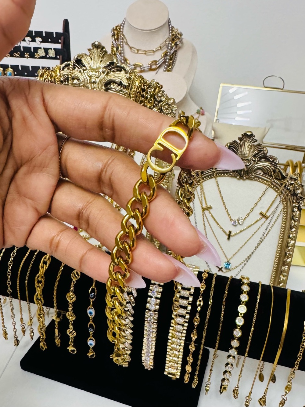 Gold Chain Link Bracelet 18k Gold Plated Stainless Steel
